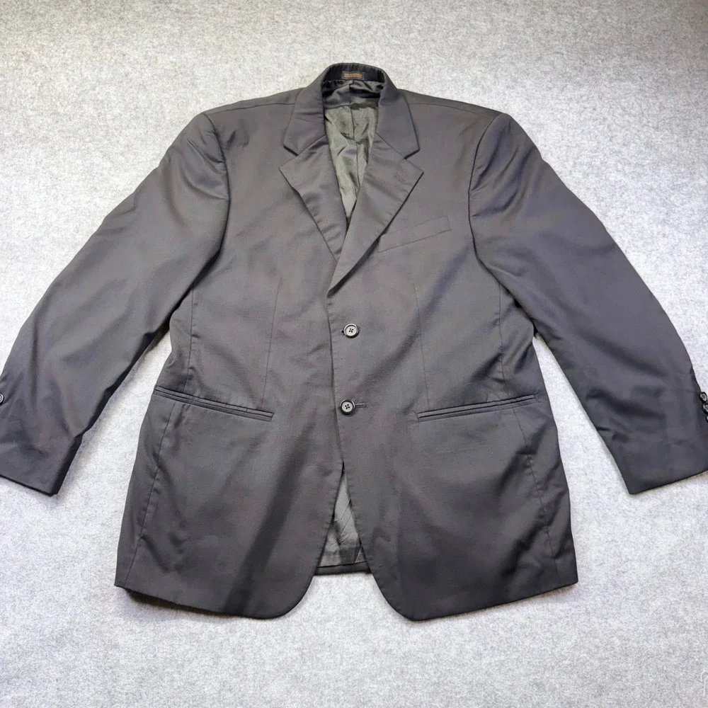 Stafford Blazer Men 42R Black Excellent Worsted Wool 2-Button Sport Coat